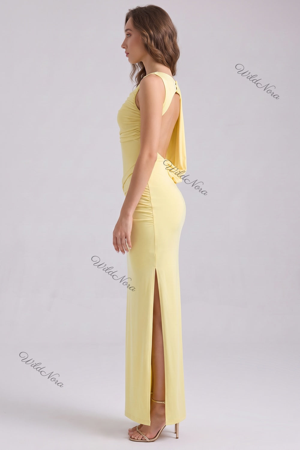 pale yellow jersey column maxi dress pale yellow jersey maxi dress - product view 5