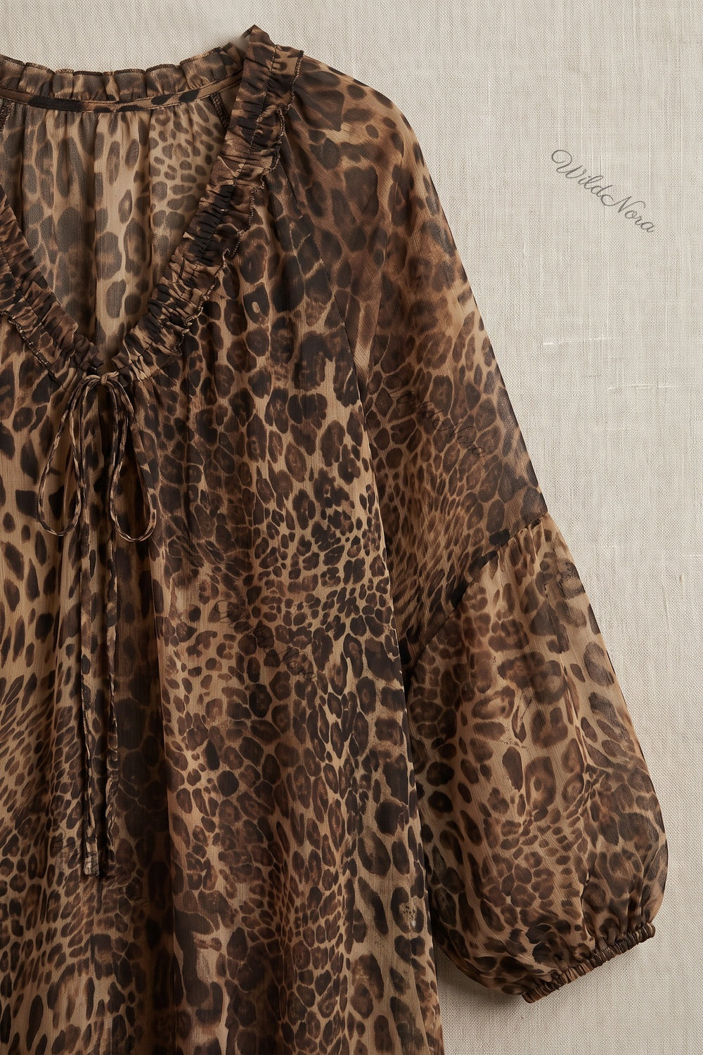 Brown Leopard Print Chiffon A-Line Tiered Dress brown, tan, black chiffon dress - product view 6