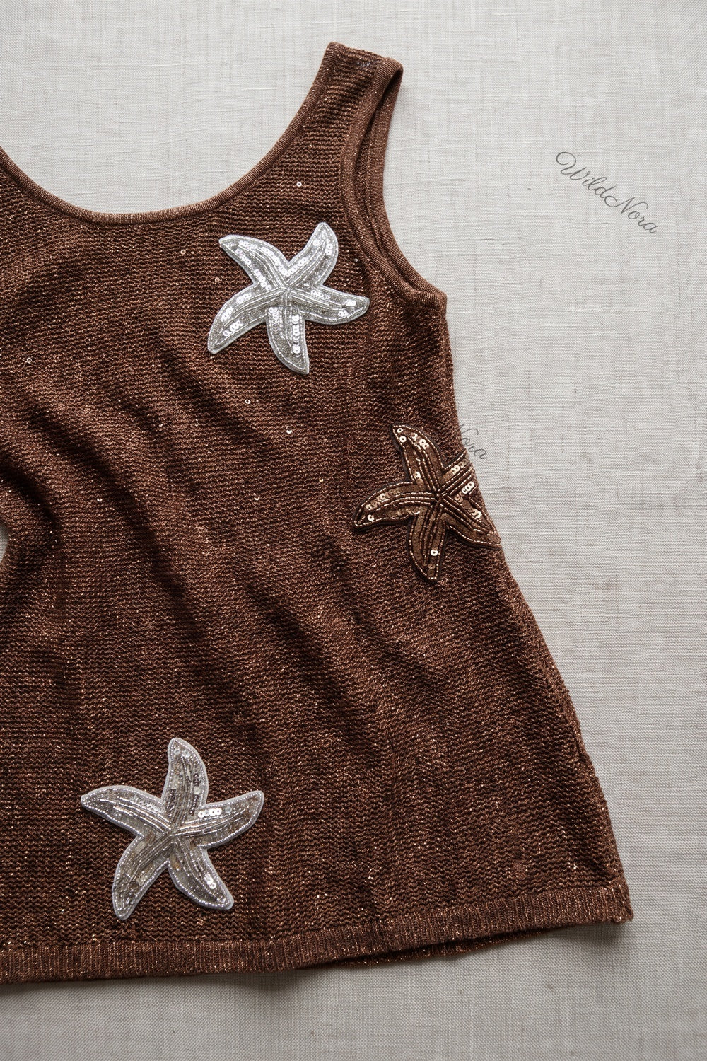Chocolate Brown Fine Metallic Knit Fitted, Elongated Tunic Tank Top chocolate brown fine metallic knit tunic tank top - product view 6