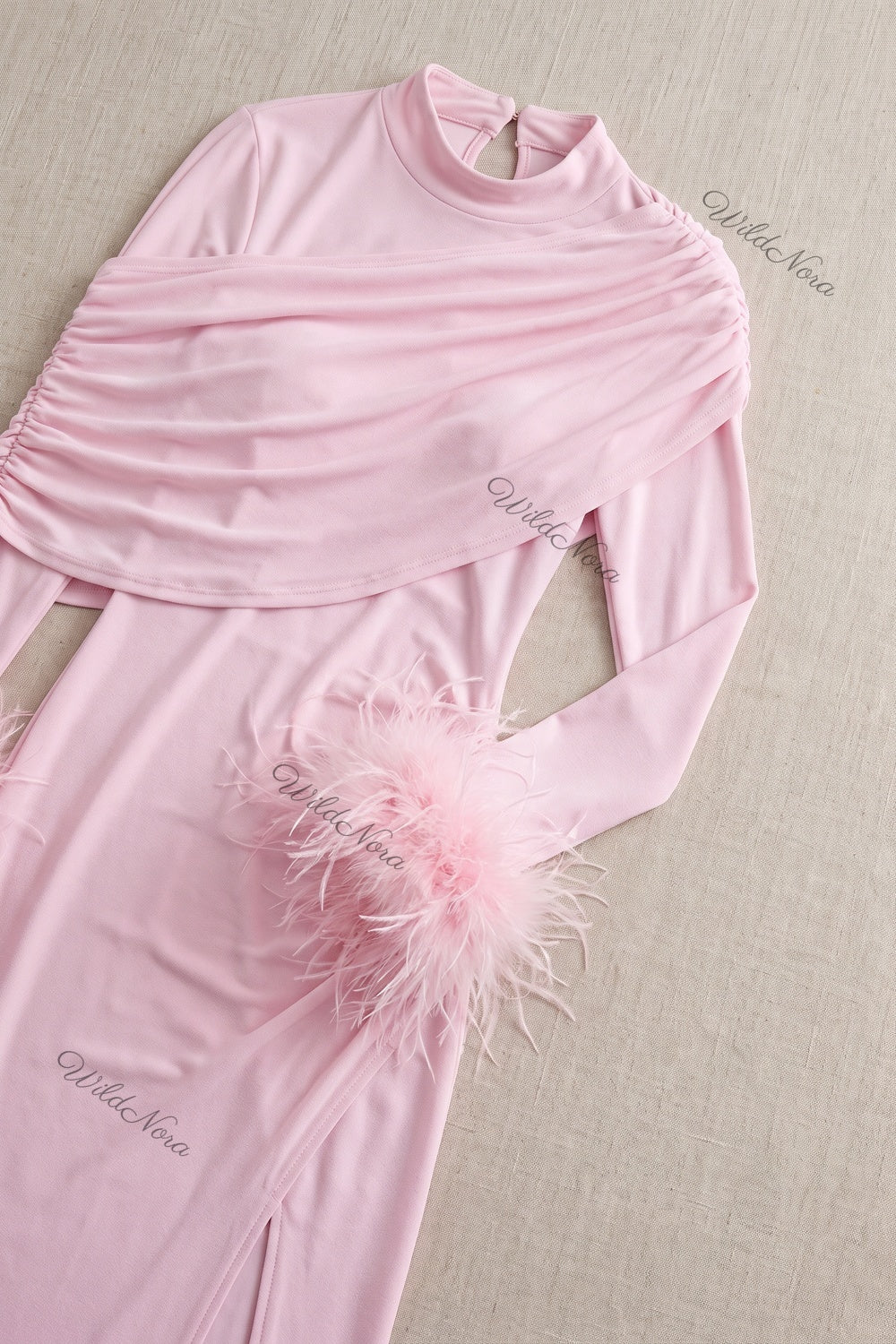 Light Pink Stretch Jersey Column Gown light pink stretch jersey gown - product view 6