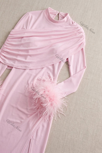 Light Pink Stretch Jersey Column Gown light pink stretch jersey gown - product view 6