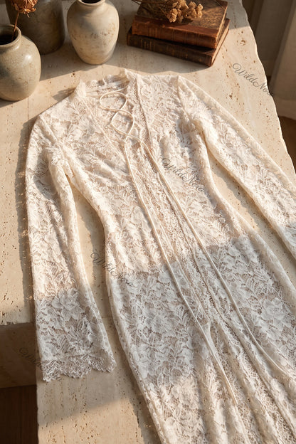White Floral Lace Sheath Maxi Dress white floral lace maxi dress - product view 6
