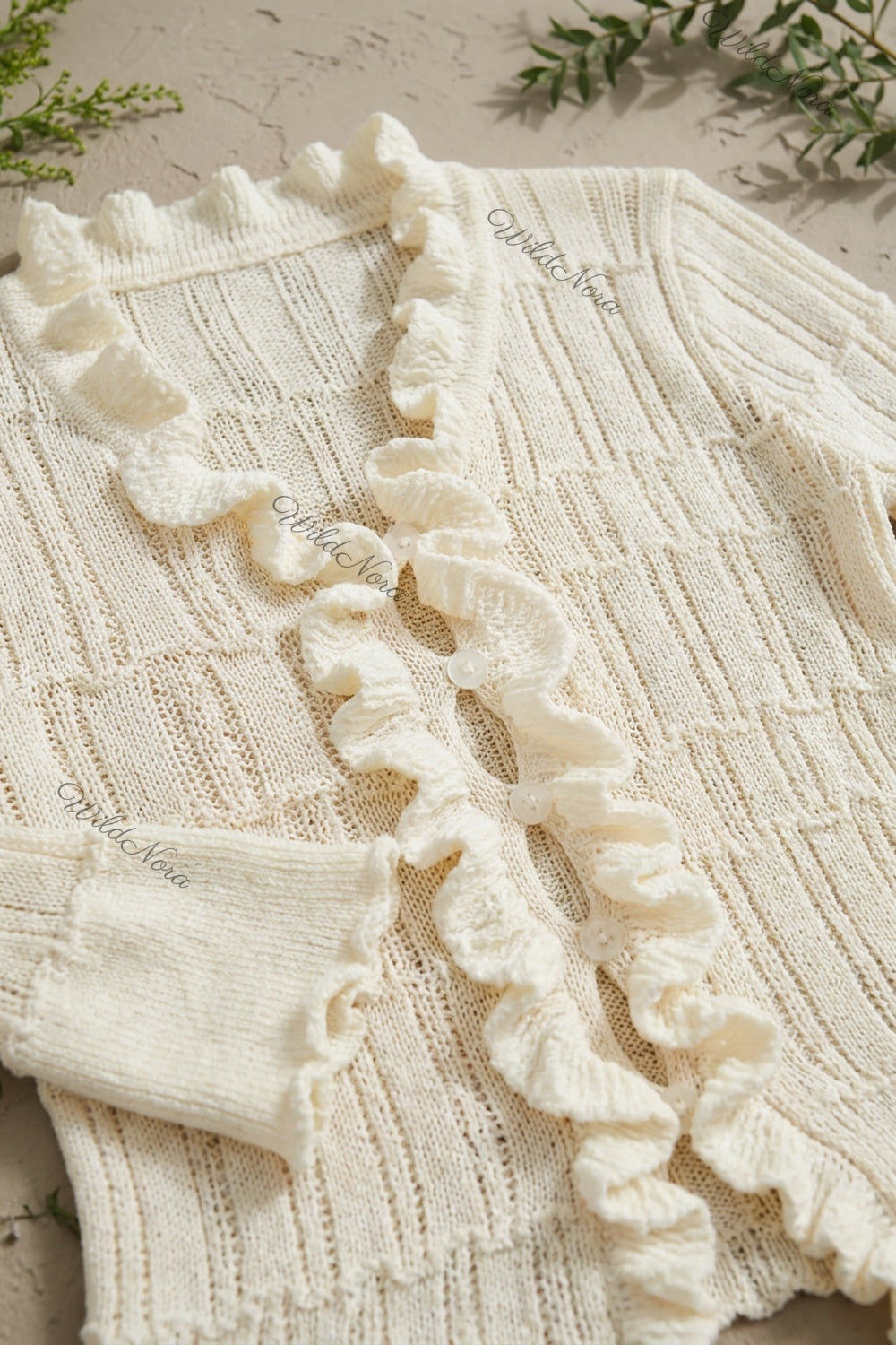 cream textured open-knit fitted cardigan cream textured open-knit cardigan - product view 6