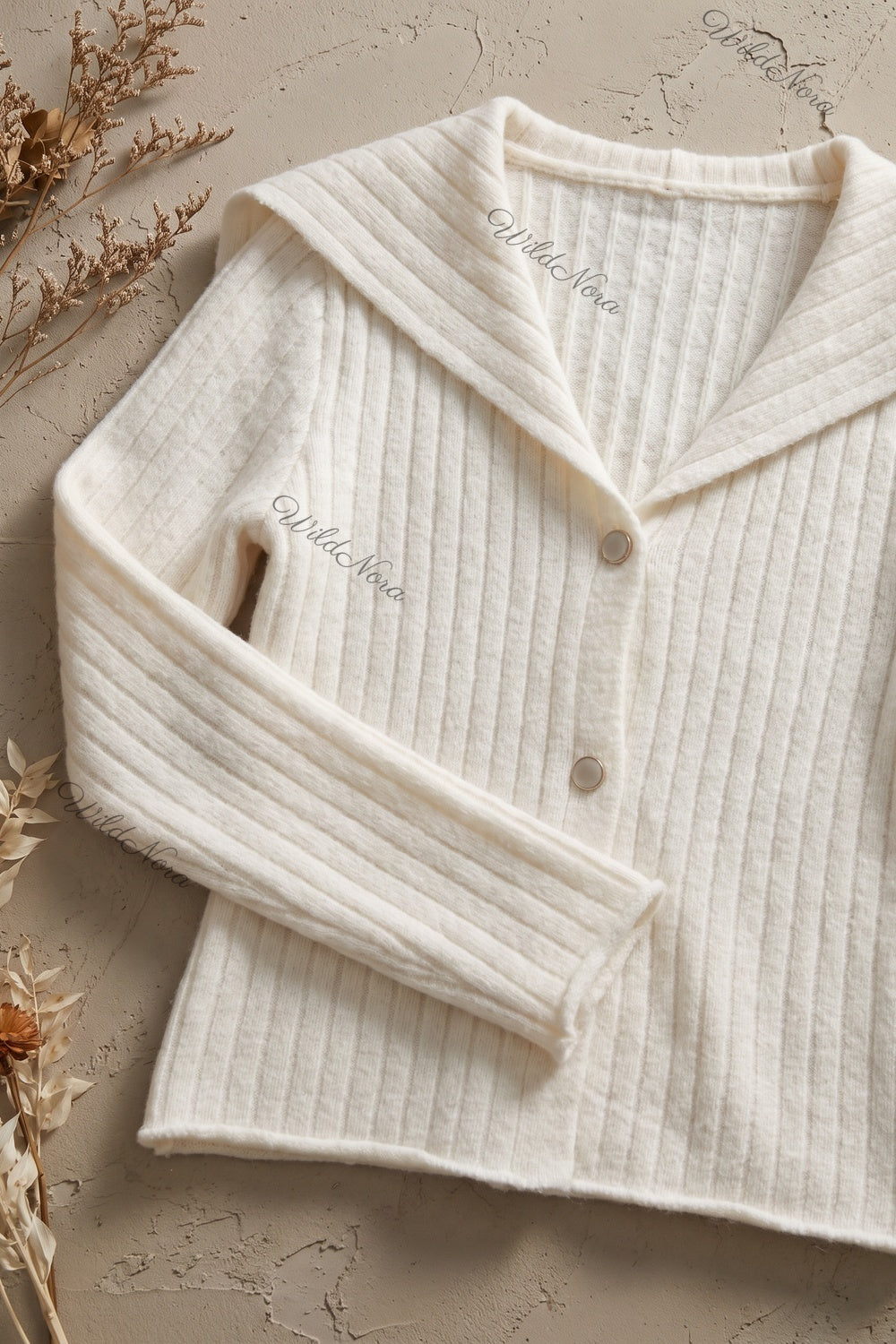 Off-White Ribbed Knit Fitted Cardigan off-white ribbed knit cardigan - product view 6