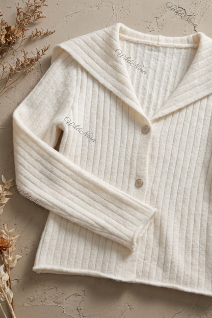 Off-White Ribbed Knit Fitted Cardigan off-white ribbed knit cardigan - product view 6