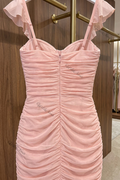 Blush Pink Mesh Mermaid Gown blush pink mesh gown - product view 6