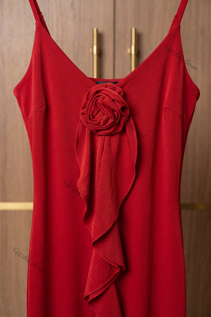 Red Jersey Knit Bodycon Column Dress red jersey knit dress - product view 6