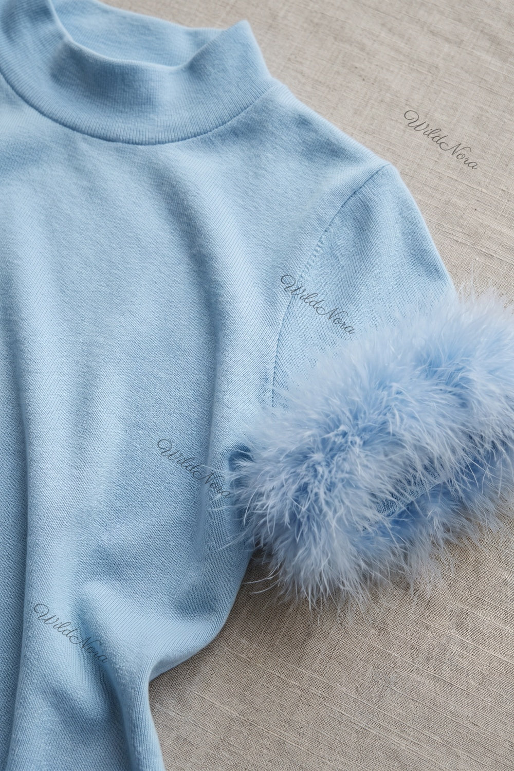 Light Blue Fine-Knit A-Line Mini Dress light blue fine knit dress - product view 6