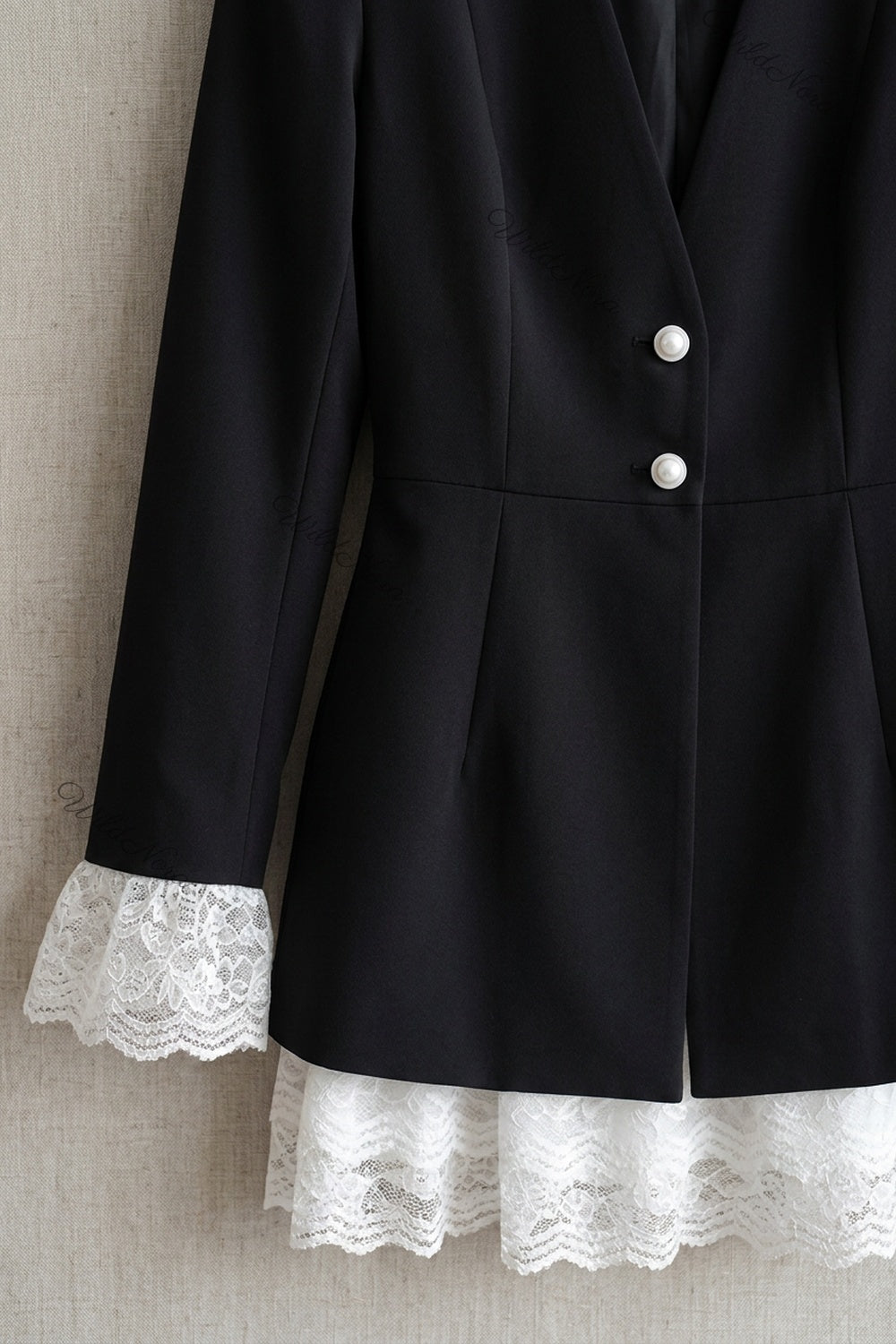 Black Woven Suiting Fitted A-Line Blazer Dress black woven suiting blazer dress - product view 6