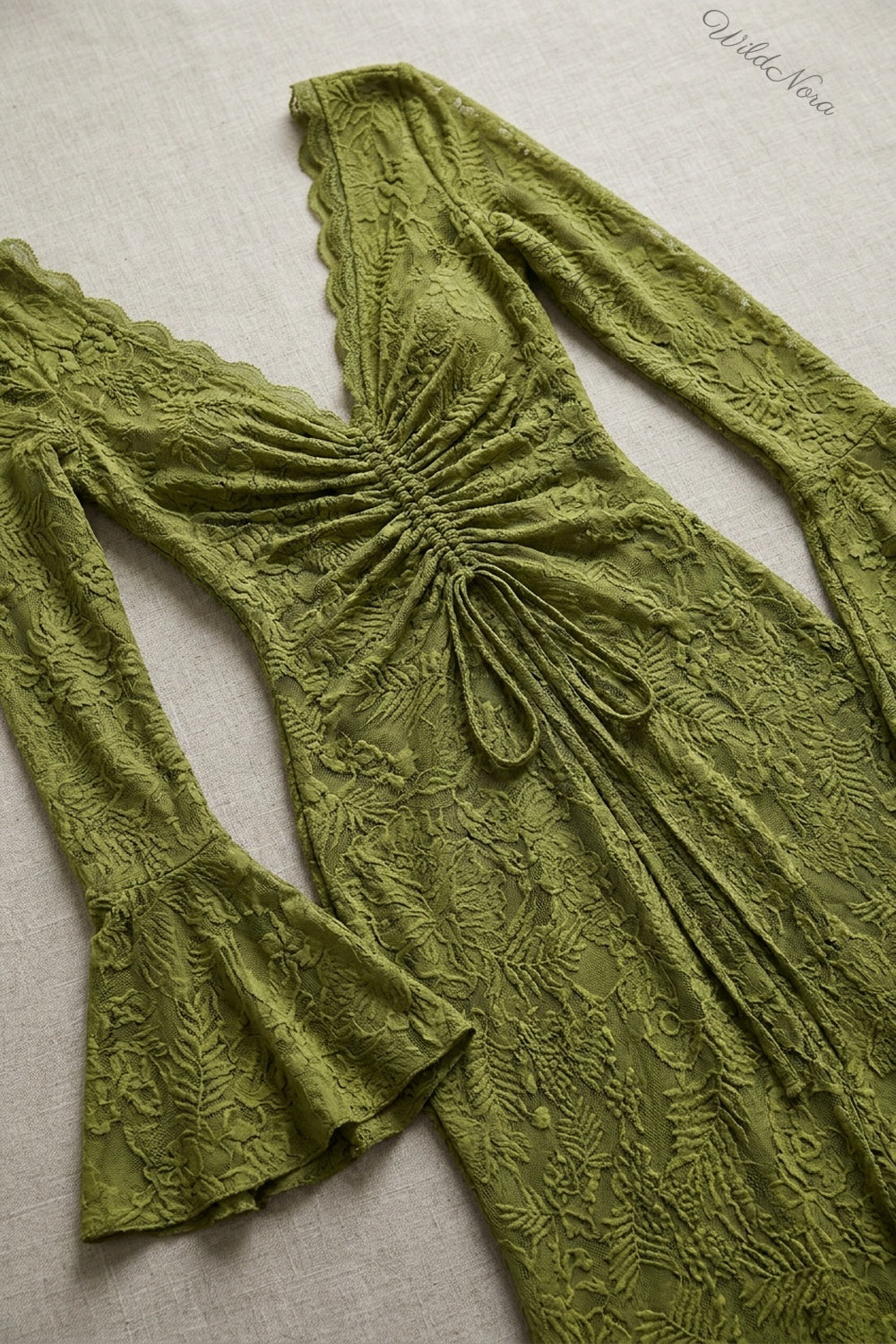 Olive Green Lace Mermaid Gown olive green lace gown - product view 6