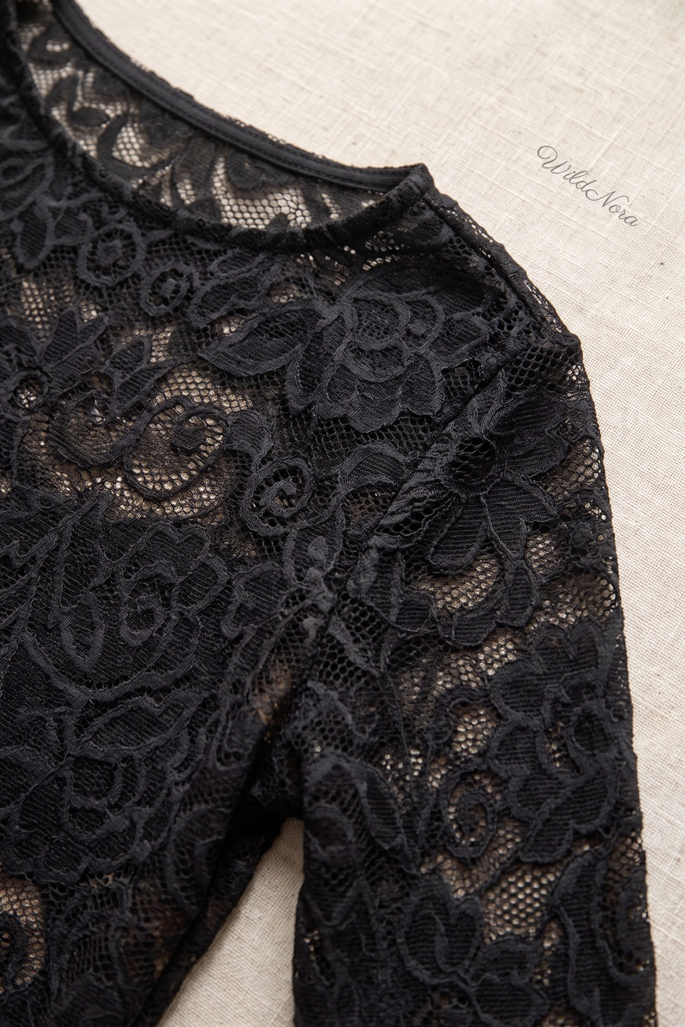 Black Floral Lace Sheath Dress black lace dress - product view 6