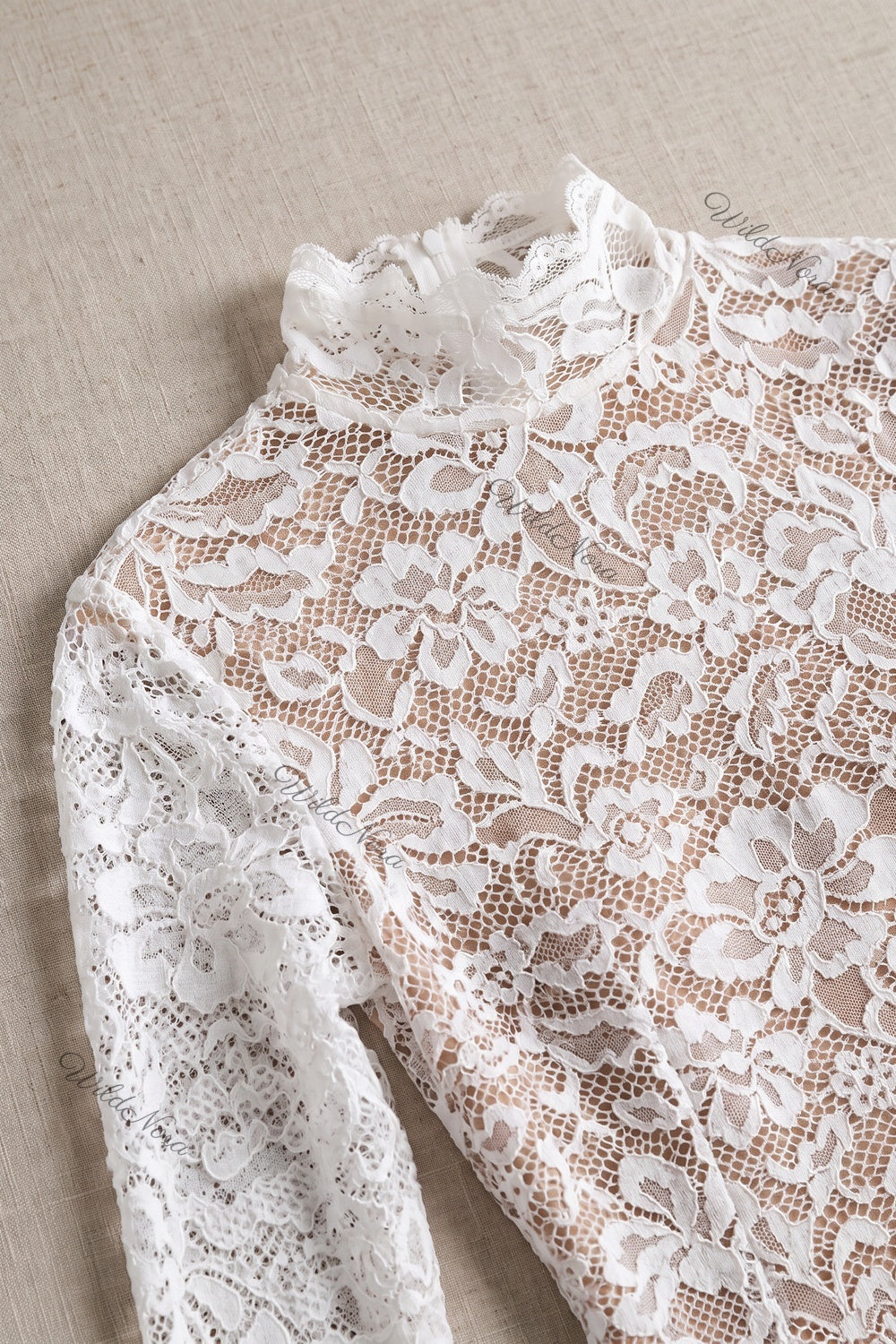 White Floral Lace Trumpet Midi Dress white floral lace dress - product view 7