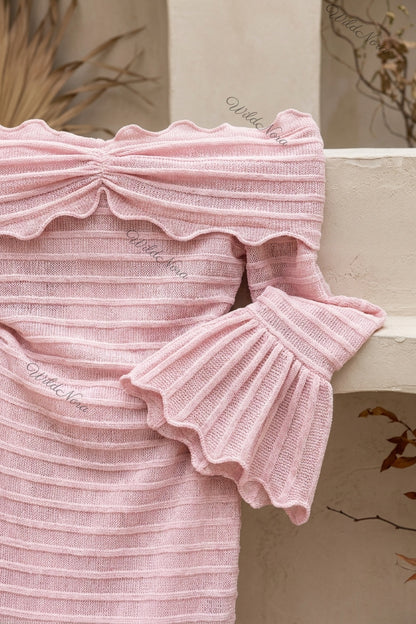 Light Pink Knit Column Maxi Dress light pink knit dress - product view 7