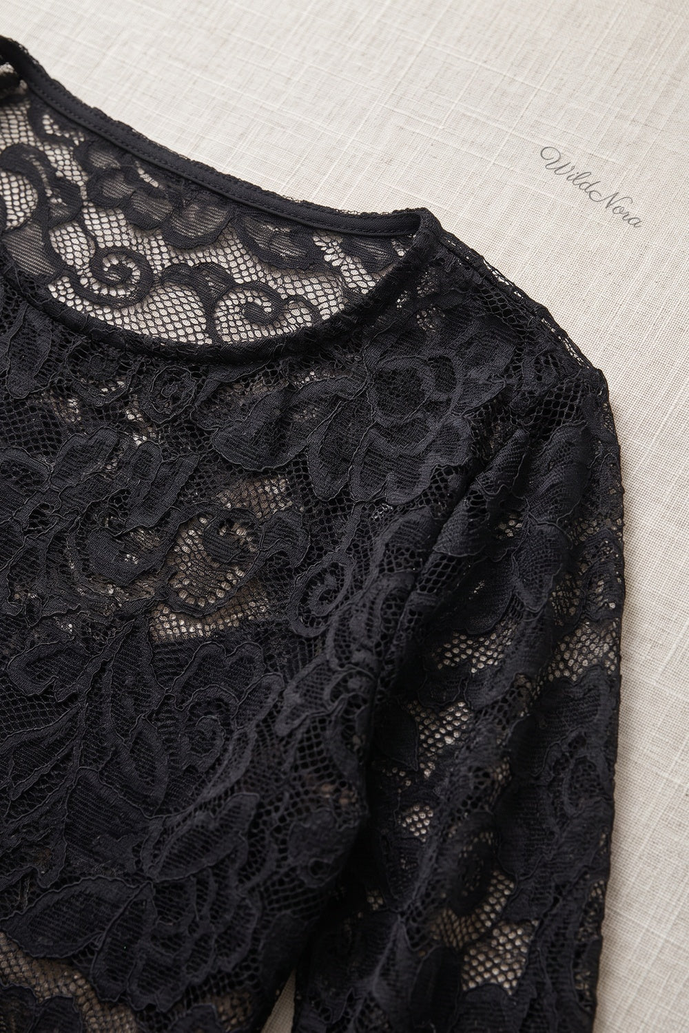 Black Floral Lace Sheath Dress black lace dress - product view 7