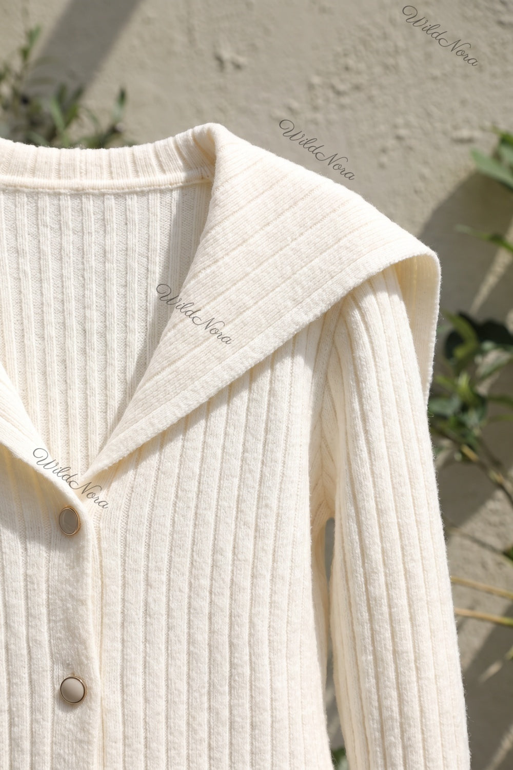 Off-White Ribbed Knit Fitted Cardigan off-white ribbed knit cardigan - product view 7