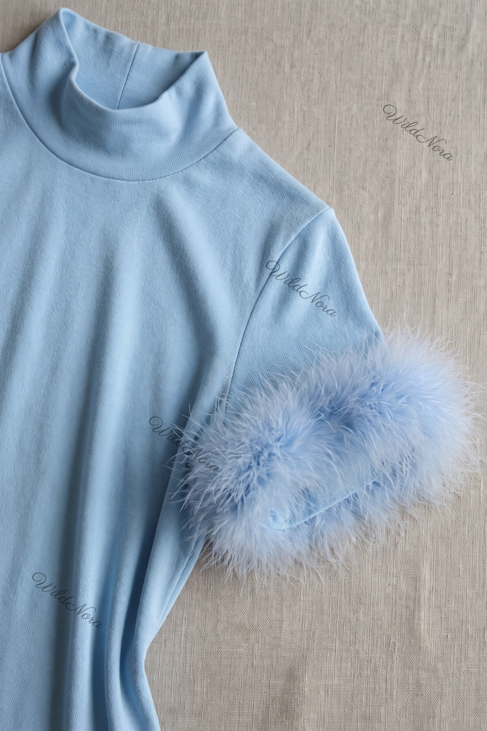 Light Blue Fine-Knit A-Line Mini Dress light blue fine knit dress - product view 7
