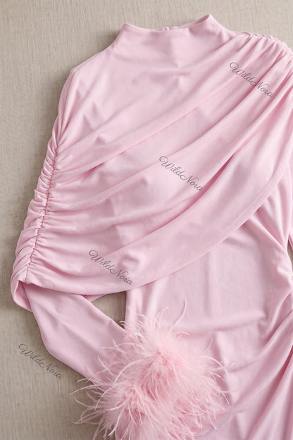 Light Pink Stretch Jersey Column Gown light pink stretch jersey gown - product view 7