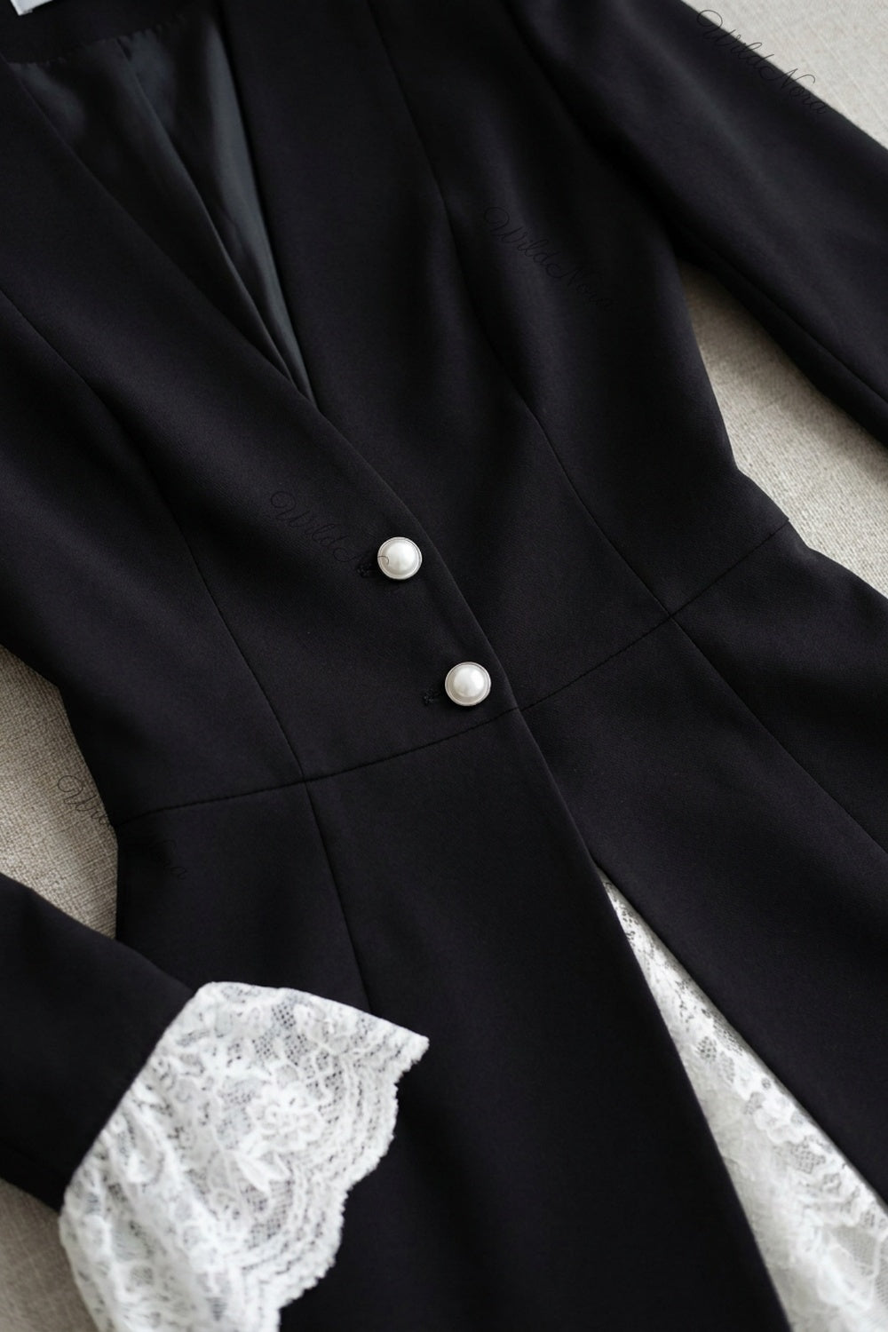 Black Woven Suiting Fitted A-Line Blazer Dress black woven suiting blazer dress - product view 7
