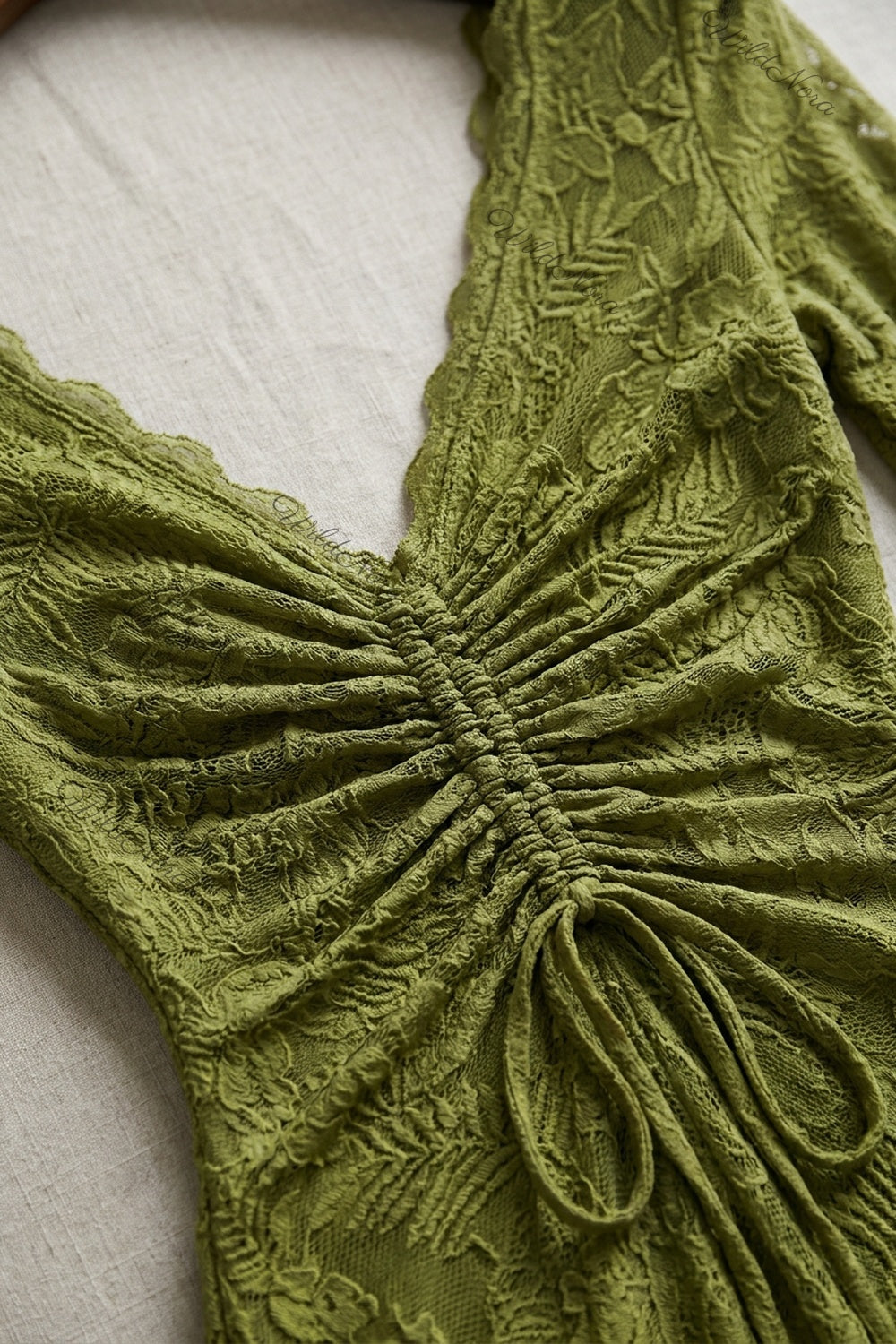 Olive Green Lace Mermaid Gown olive green lace gown - product view 7