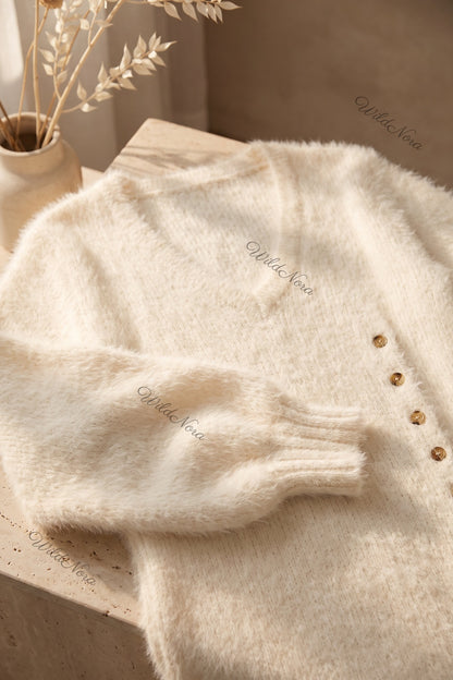 Off-White Fuzzy Eyelash Knit Column with Side Slit Sweater Dress off-white fuzzy eyelash knit sweater dress - product view 7