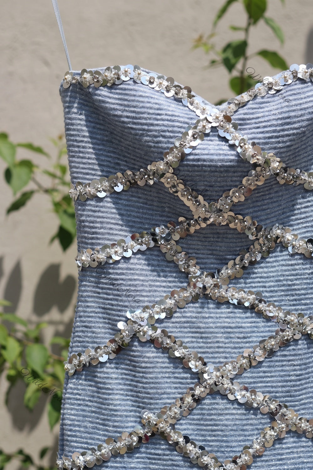 Light Blue Metallic Ribbed Knit Sequin Bodycon Dress light blue, silver metallic ribbed knit dress - product view 7