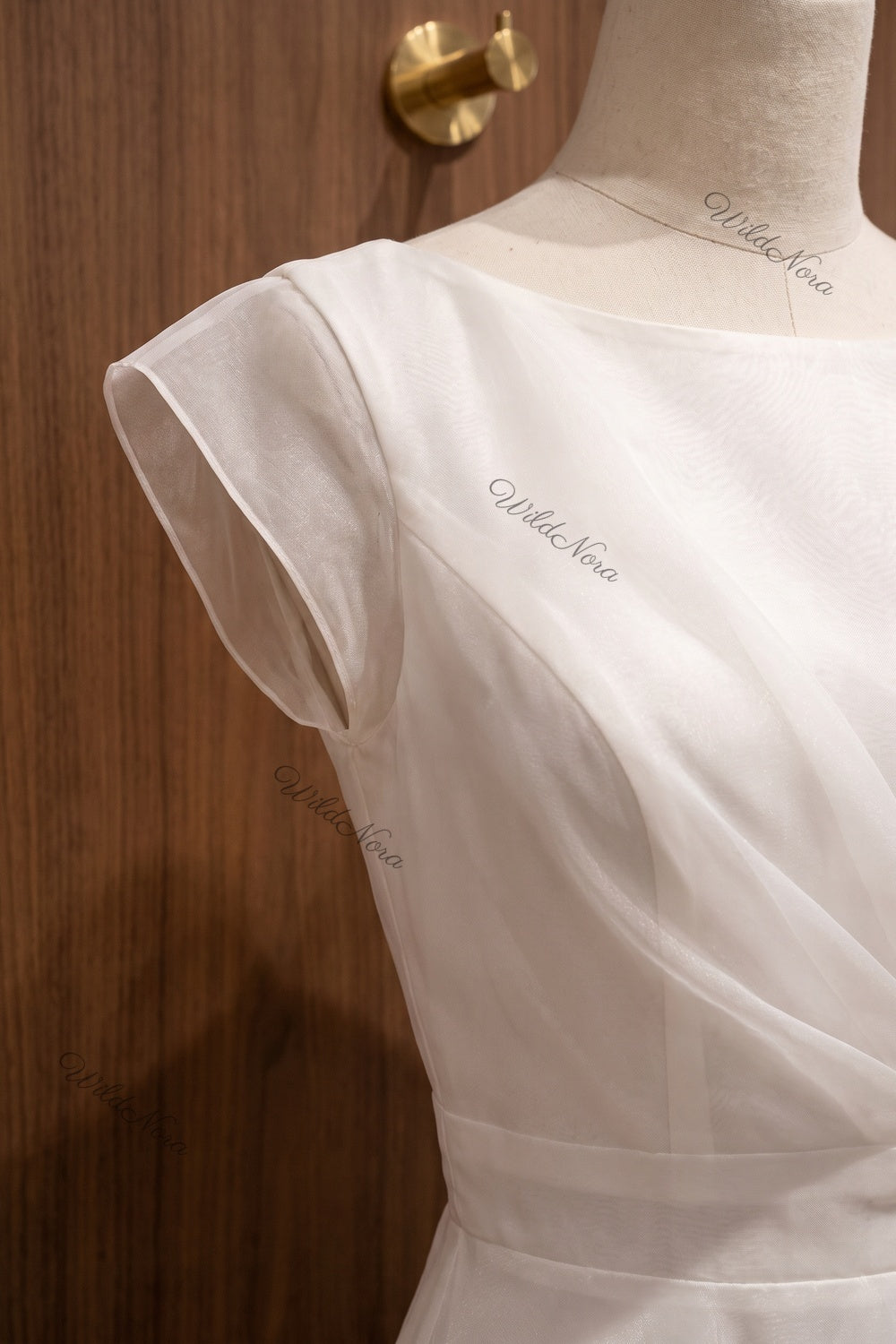 White Organza A-Line Fit-and-Flare Midi Dress white organza dress - product view 5