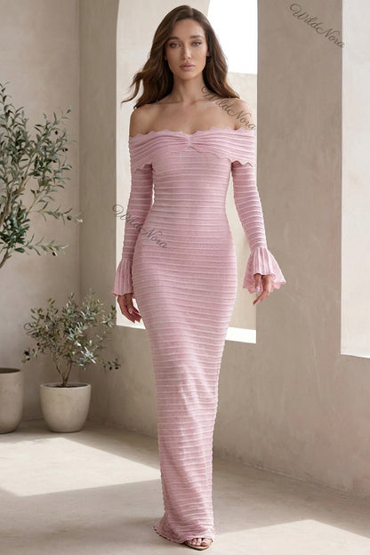Light Pink Knit Column Maxi Dress light pink knit dress - product view 8