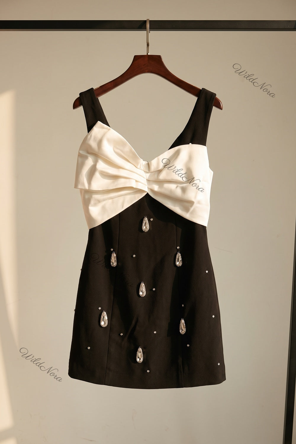 Black Crepe Sheath Dress with Satin Bow black crepe dress - product view 2