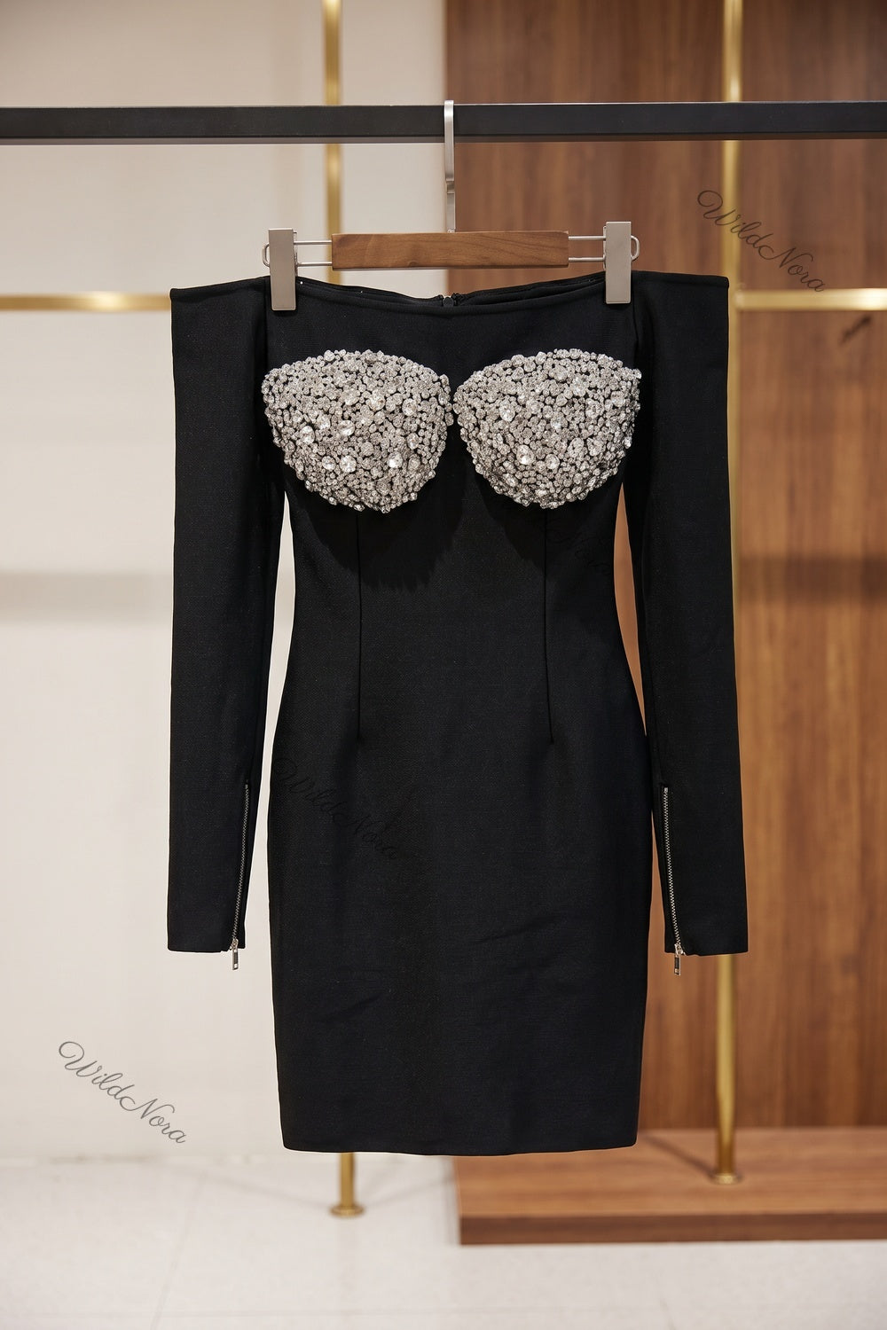 Black Heavy Textured Knit Bodycon Dress black heavy textured knit dress - product view 2