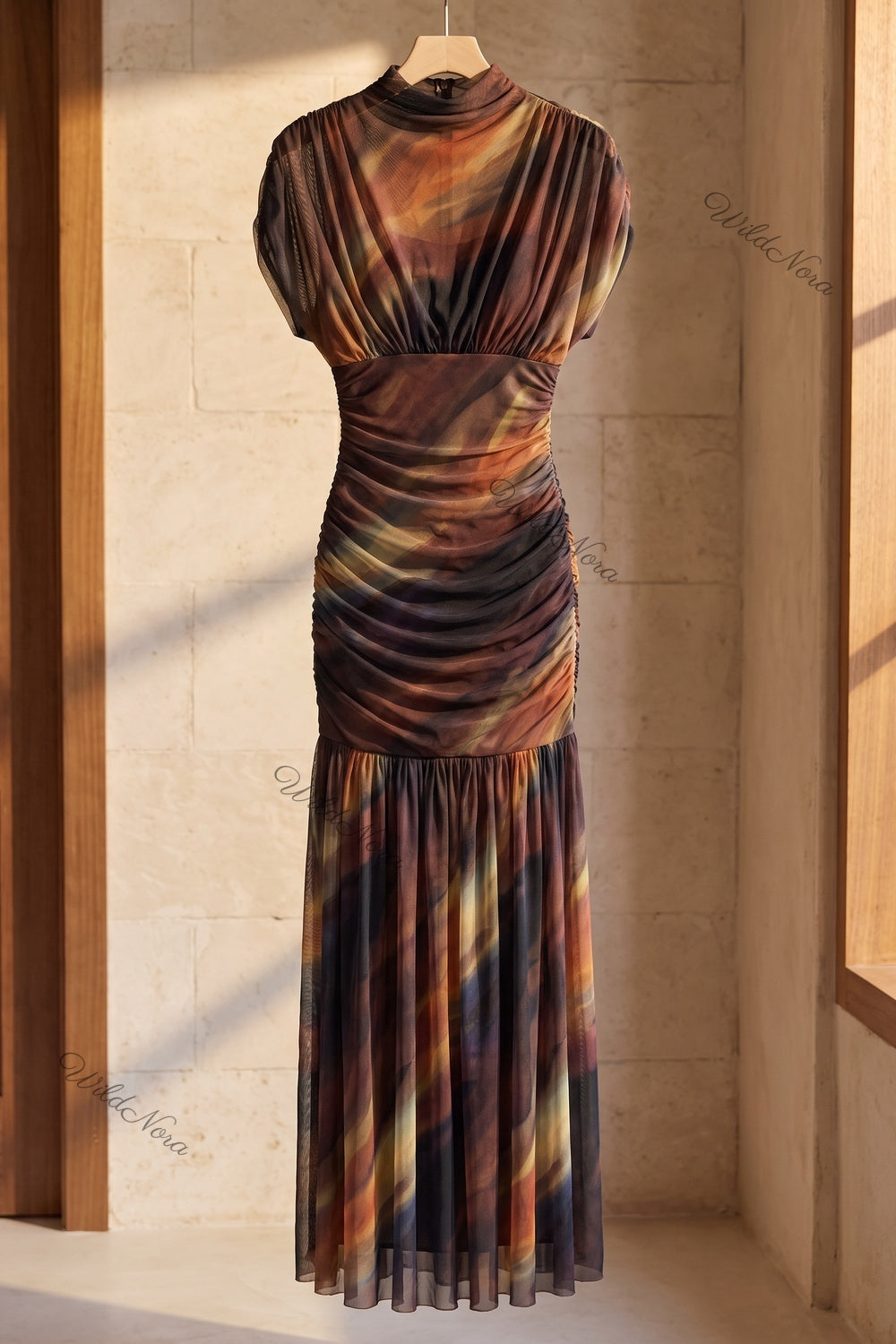 Dark Brown Sheer Mesh Mermaid Maxi Dress dark brown, black sheer mesh maxi dress - product view 2