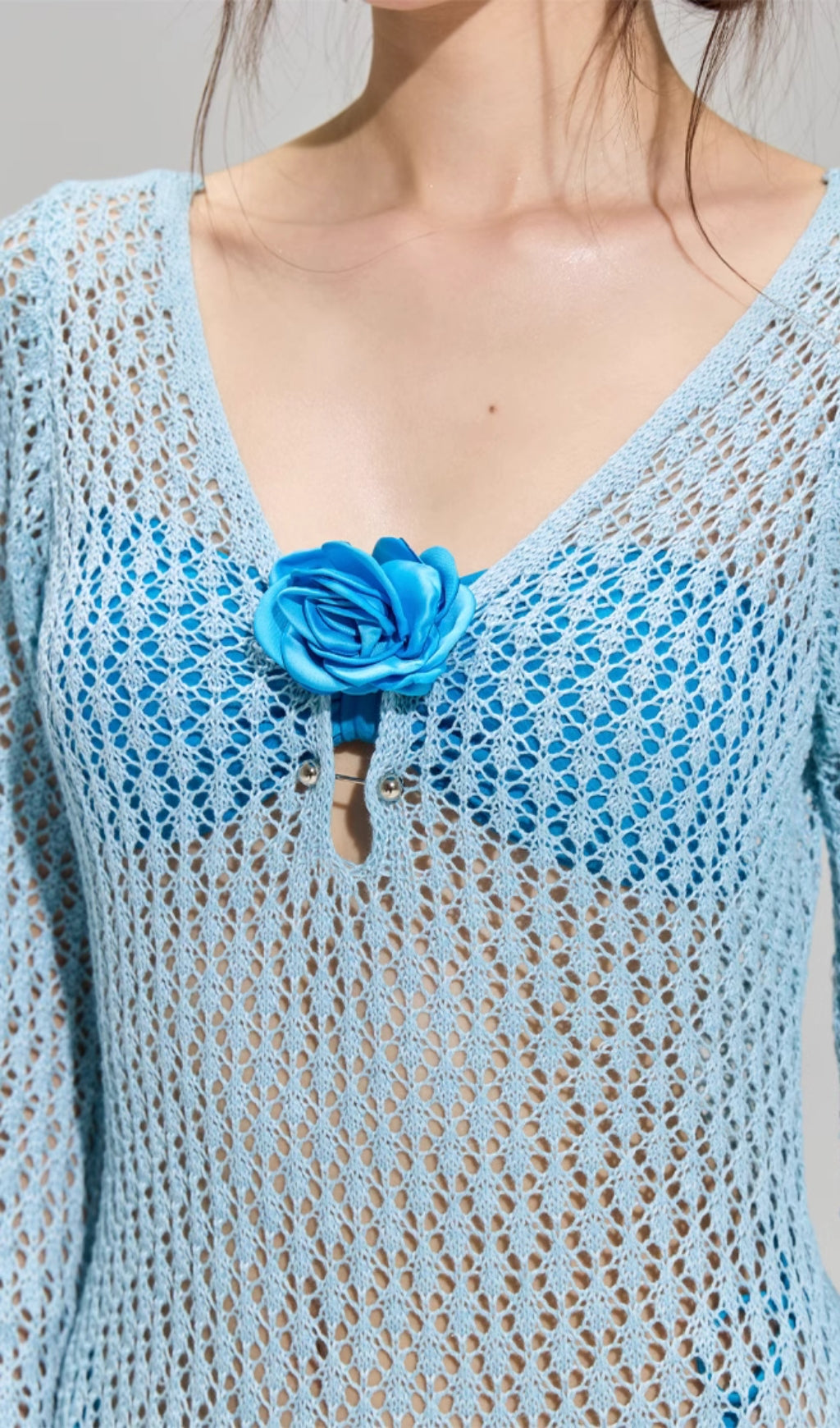 Dillan Blue Flower Three-Piece Swimsuit