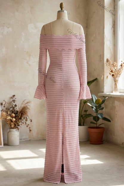 Light Pink Knit Column Maxi Dress light pink knit dress - product view 4
