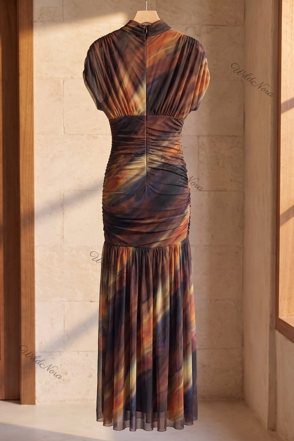 Dark Brown Sheer Mesh Mermaid Maxi Dress dark brown, black sheer mesh maxi dress - product view 4