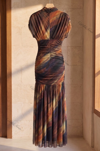 Dark Brown Sheer Mesh Mermaid Maxi Dress dark brown, black sheer mesh maxi dress - product view 4
