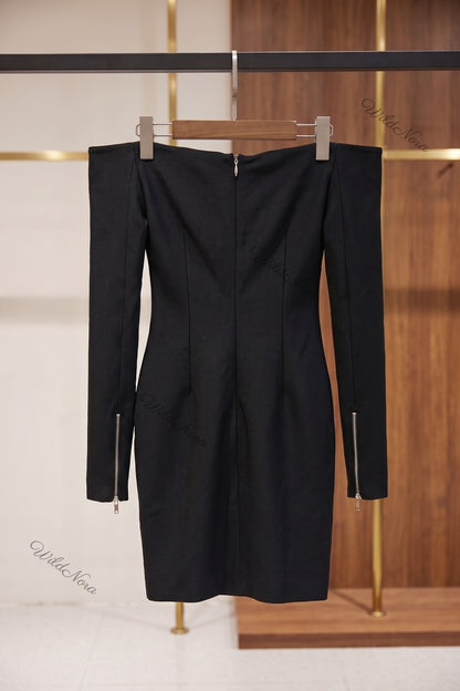 Black Heavy Textured Knit Bodycon Dress black heavy textured knit dress - product view 4