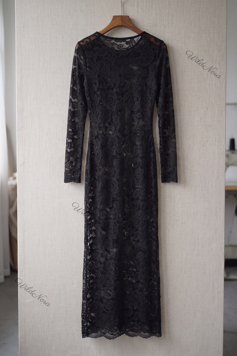 Black Floral Lace Sheath Dress black lace dress - product view 4