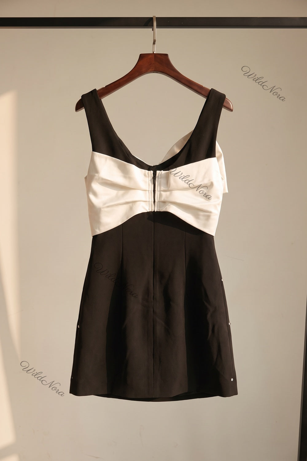 Black Crepe Sheath Dress with Satin Bow black crepe dress - product view 4
