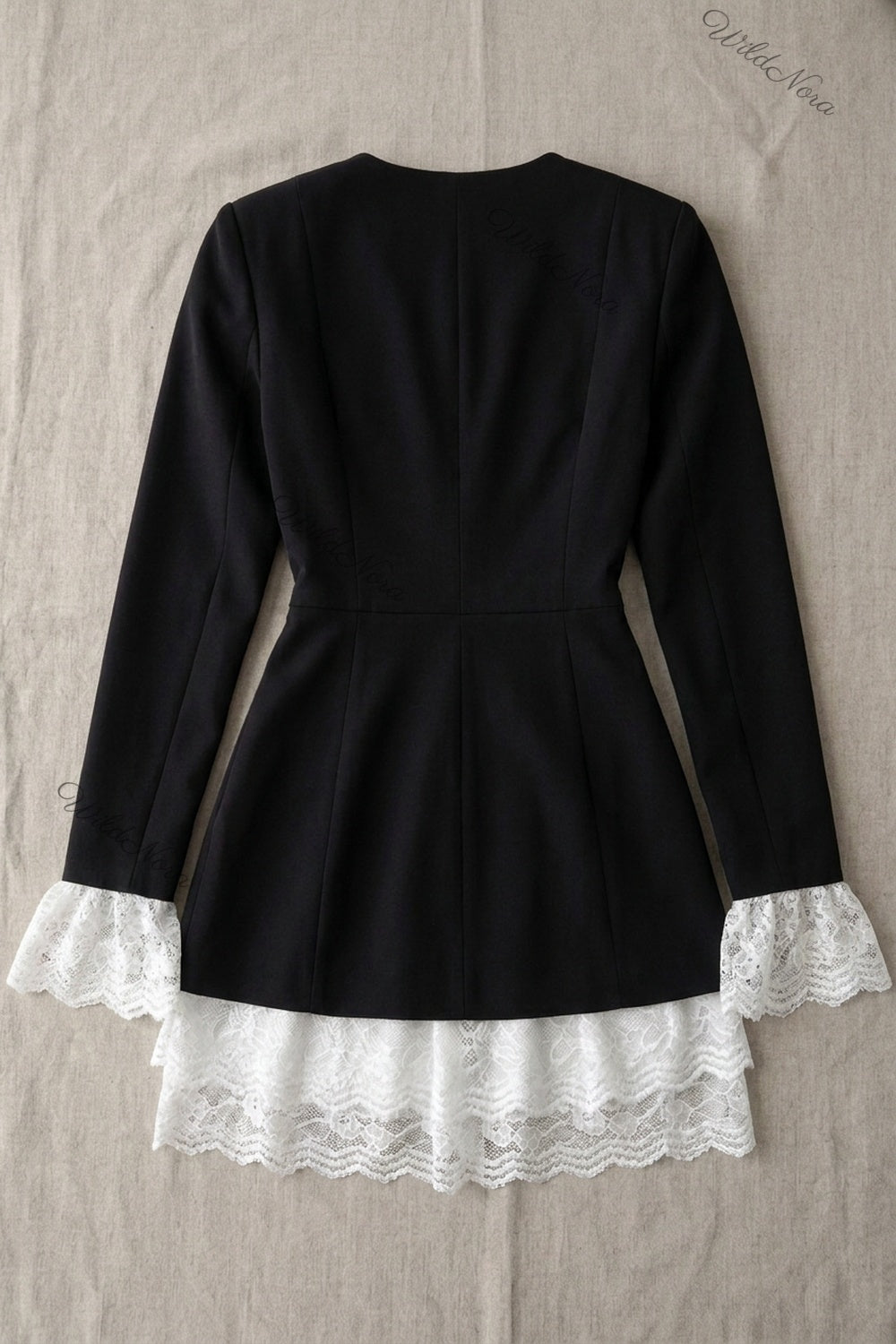 Black Woven Suiting Fitted A-Line Blazer Dress black woven suiting blazer dress - product view 4