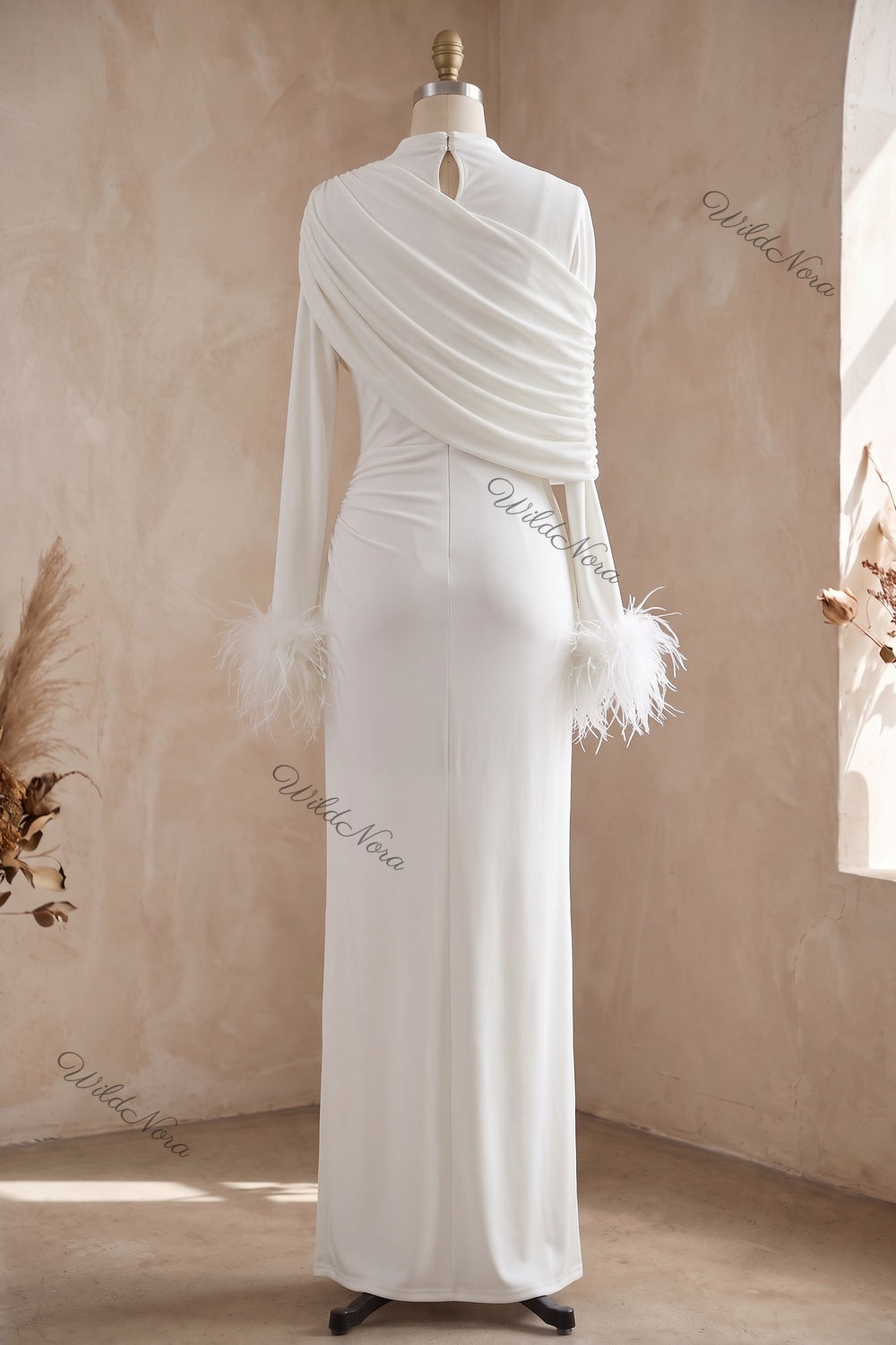white jersey knit column gown white jersey knit gown - product view 4