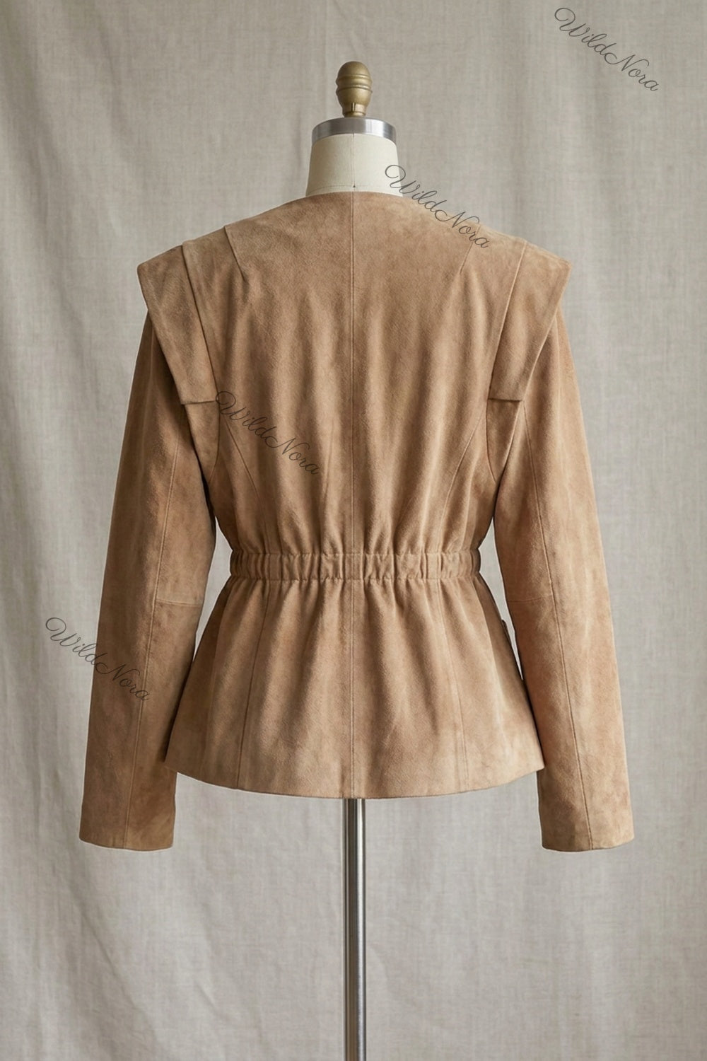 Tan Suede Structured Hourglass Jacket tan suede jacket - product view 4