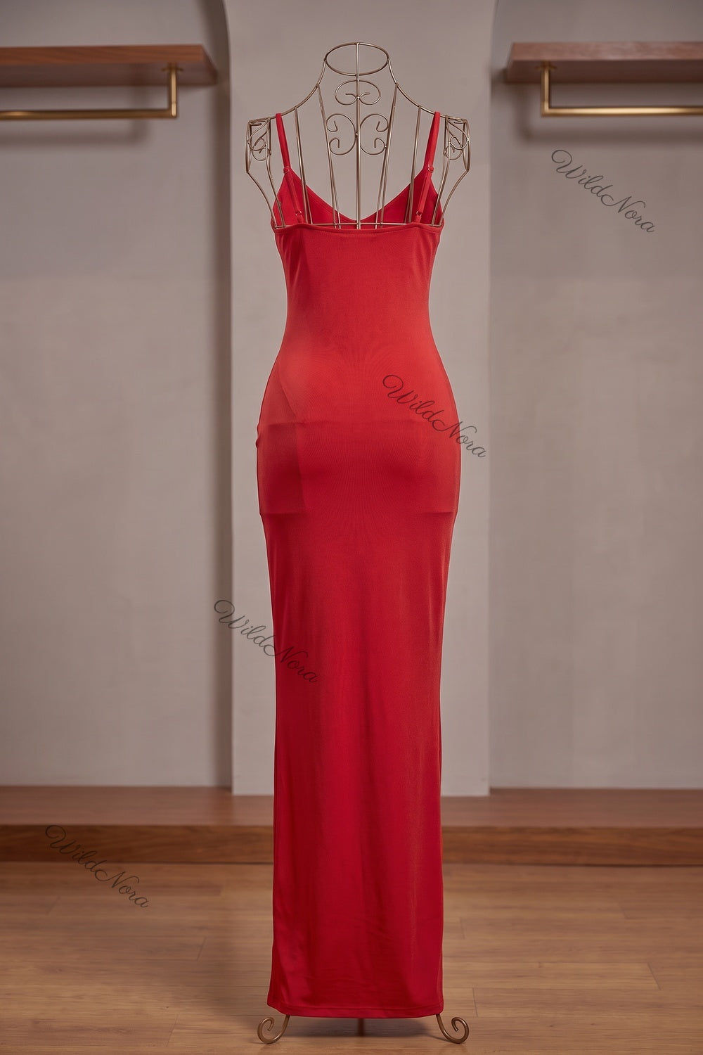 Red Jersey Knit Bodycon Column Dress red jersey knit dress - product view 4