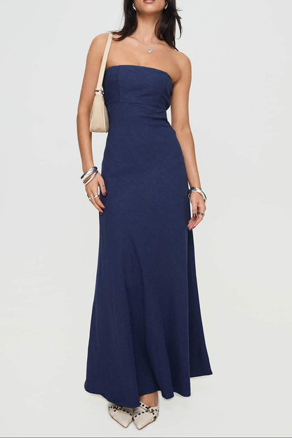 Yahir Strapless Maxi Dress Navy
