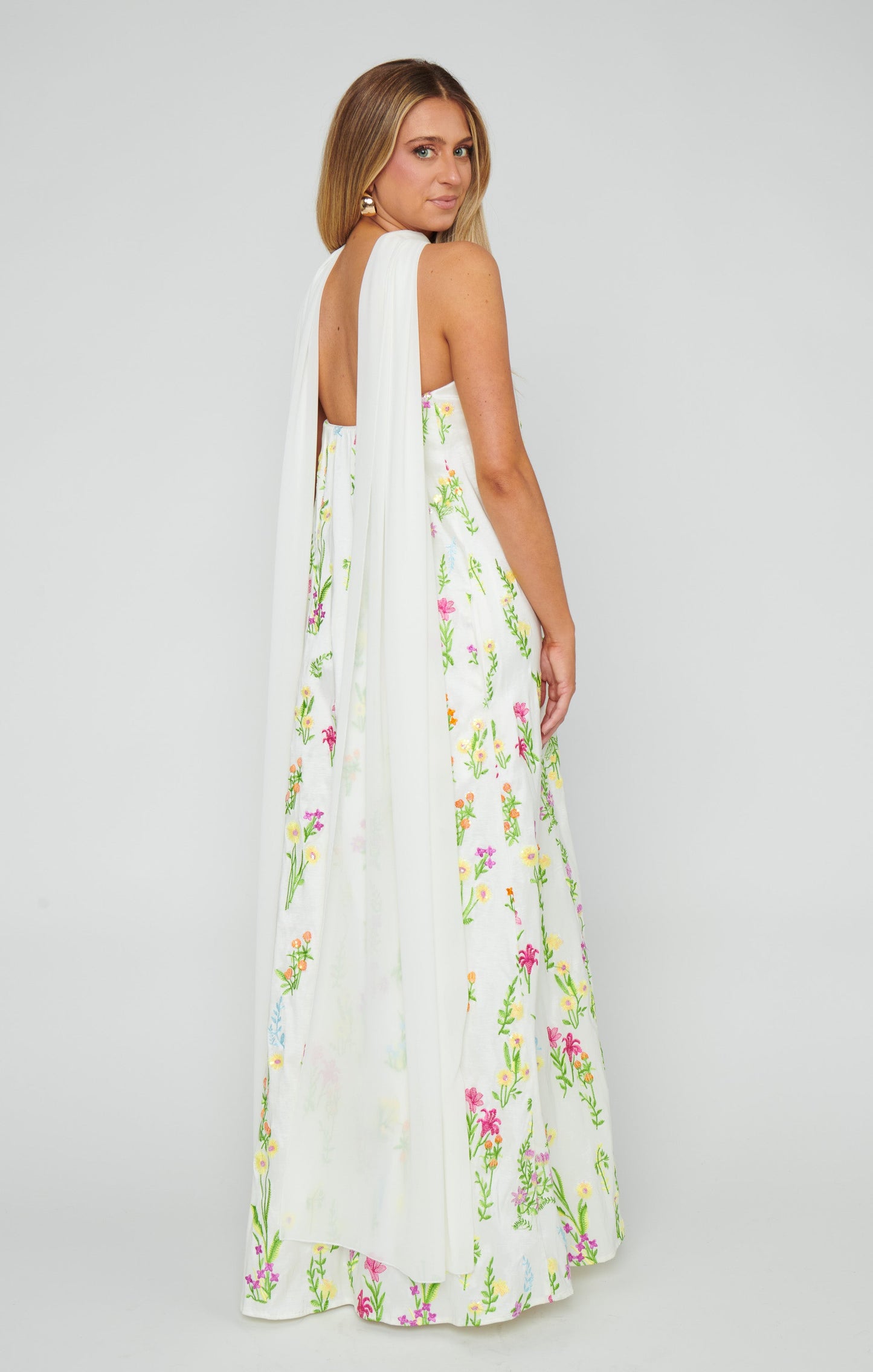 Printed Halter-Neck Backless Maxi Dress