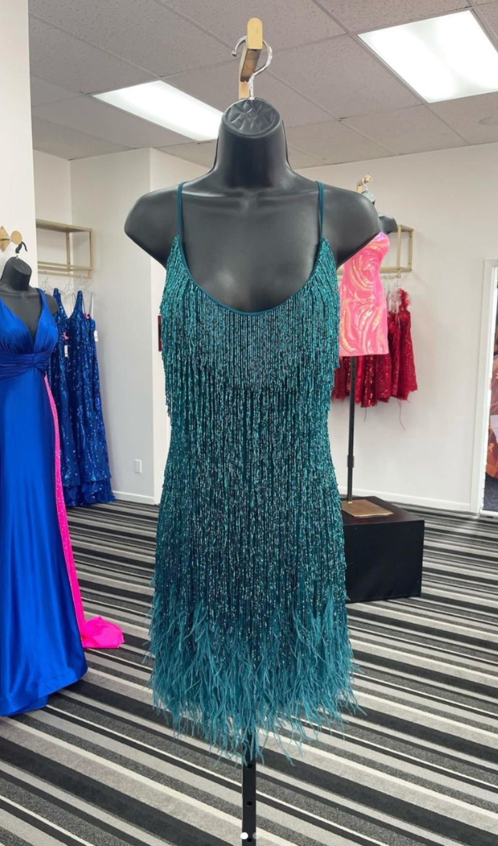 Pink Tassel Feather Mini Dress - Glamorous Party Dress