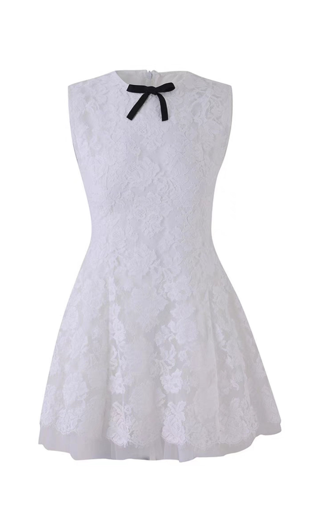 LACE SLEEVELESS MINI DRESS IN WHITE