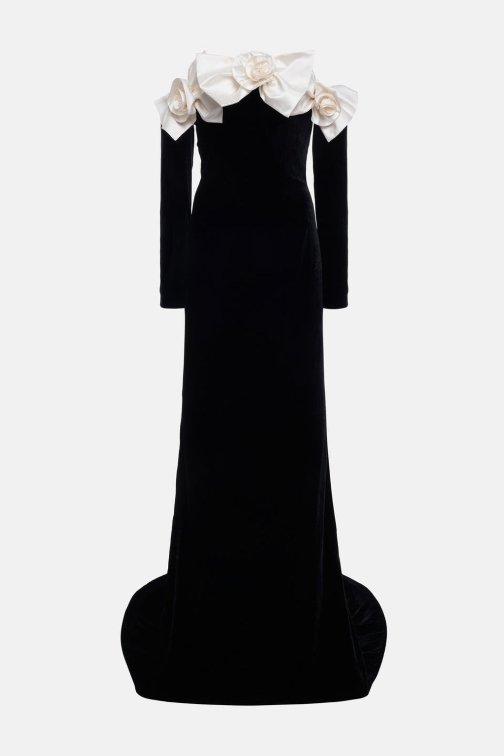 Floral long sleeve maxi dress in black
