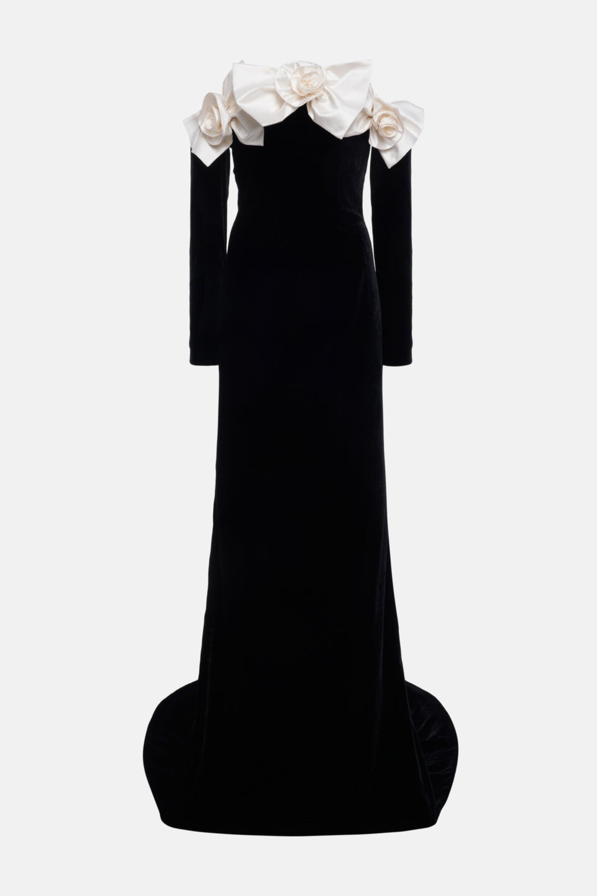 Floral long sleeve maxi dress in black