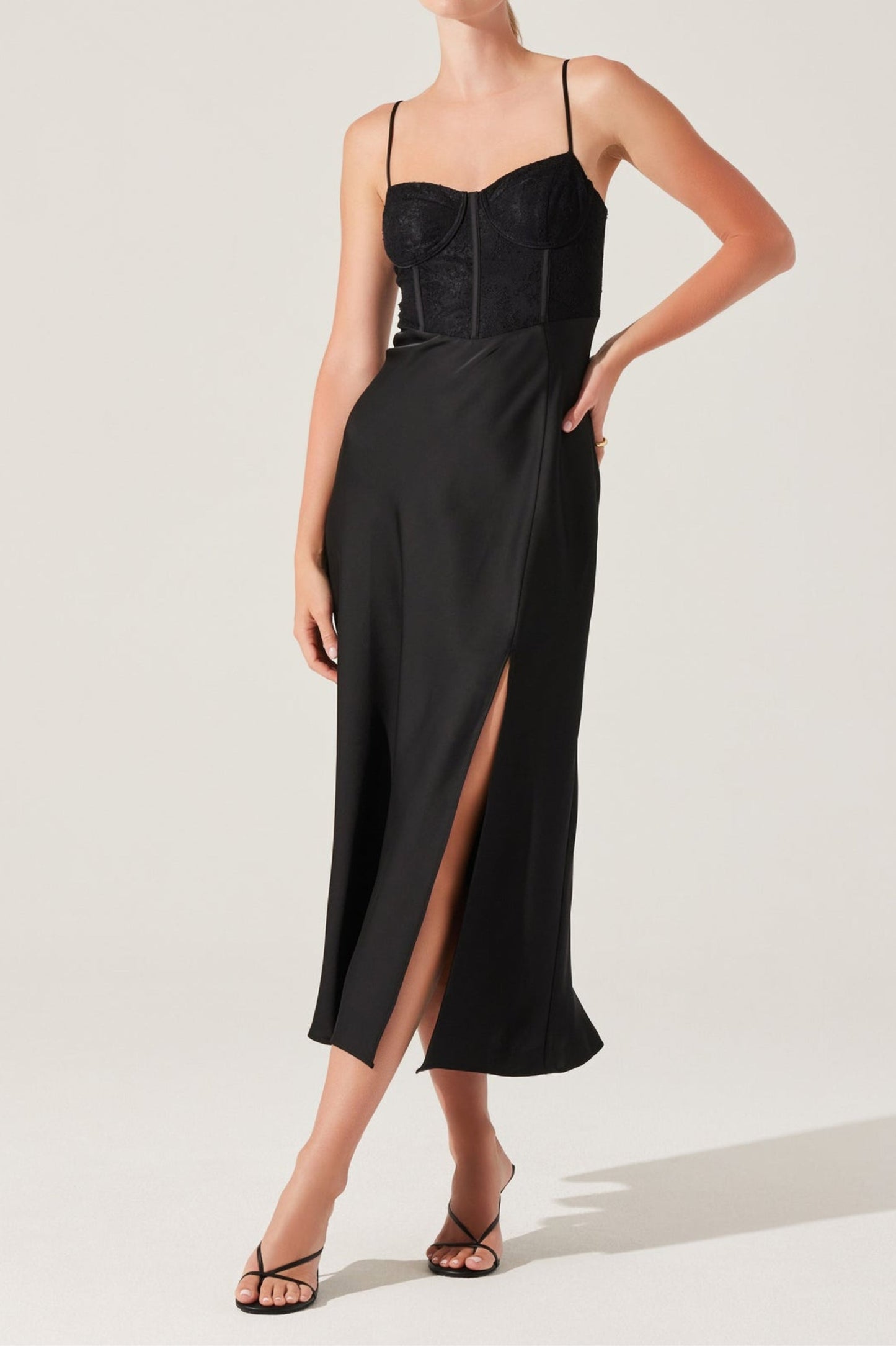 Lace Bustier Midi Dress - Romantic Corset Style Party Dress