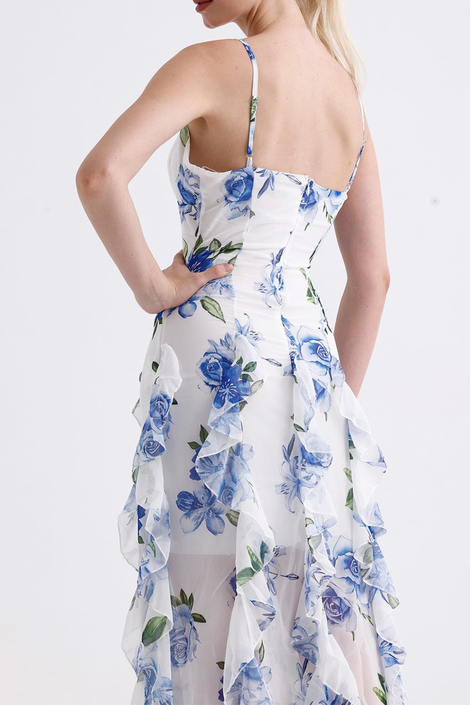 Chiffon sleeveless floral maxi dresses