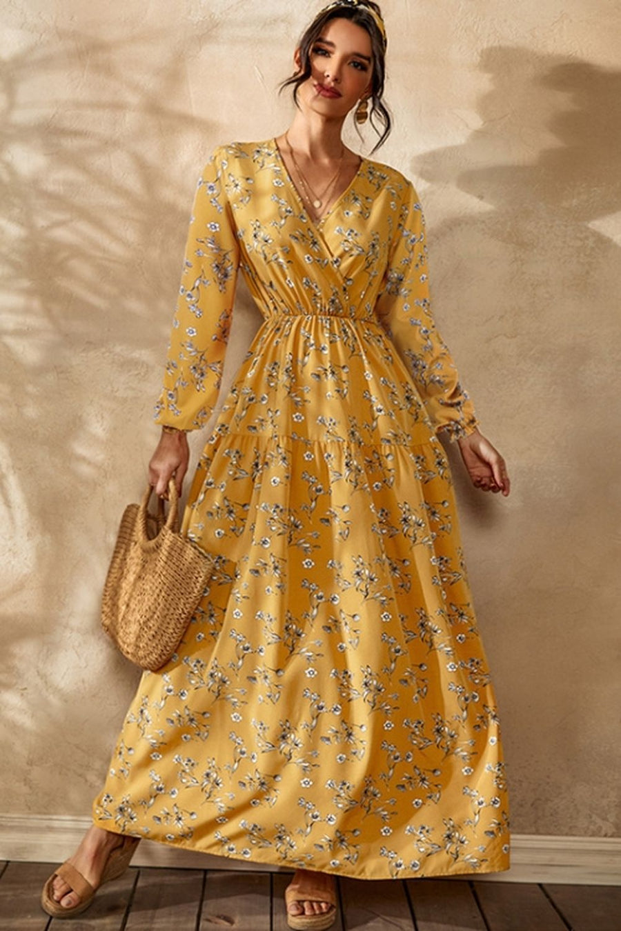 Floral print Maxi Dress - yellow